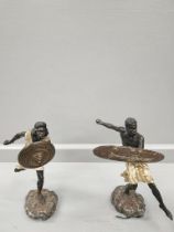 2 African Warrior Figurines (A/F)