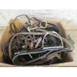 Box Including Horse Tack - Bits, Stirrups, Bridles Etc