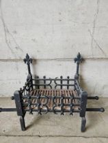 Wrought Iron Fire Grate & Fire Dogs H37cm W48cm D30cm