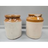 2 Ware Cream Jars (A/F) & Owl Pottery Candle Holder