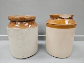 2 Ware Cream Jars (A/F) & Owl Pottery Candle Holder