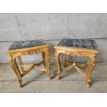 A Pair Of Italian Gilt Marble Side Tables