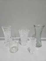 Cut Glass Vases, 6 Bohemia Crystal Wine Glasses In Box, Sugar Sifter Etc