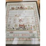 Large Sampler In Frame By Elsie Brewis 1985 & A Tapestry