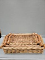 3 Wicker Basket Trays