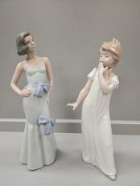 2 NAO Lady & Girl Figurines