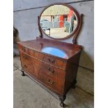 Mahogany Bow Fronted Dressing Table (Ball & Claw Feet) H152cm W115cm D34cm