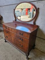 Mahogany Bow Fronted Dressing Table (Ball & Claw Feet) H152cm W115cm D34cm