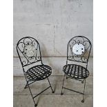 2 Wrought Iron Mosaic Design Patio Chairs