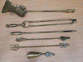 Brass Companion Set, Toasting Fork & 2 Shoe Horns