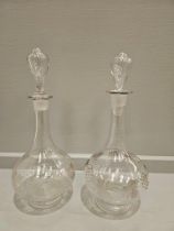 2 Engraved Decanters