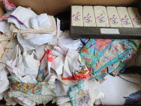 Box Including Tray Cloths, Hankies, Napkins Etc