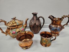 Assorted Lustre Ware Jugs, Teapot Etc (A/F)