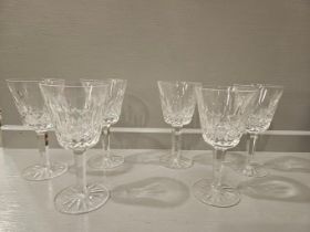 6 Cut Glass Wine Glasses, 6 Sherry Glasses & 4 Whisky Tumblers