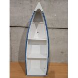 Blue & White Boat Shaped Display Shelf