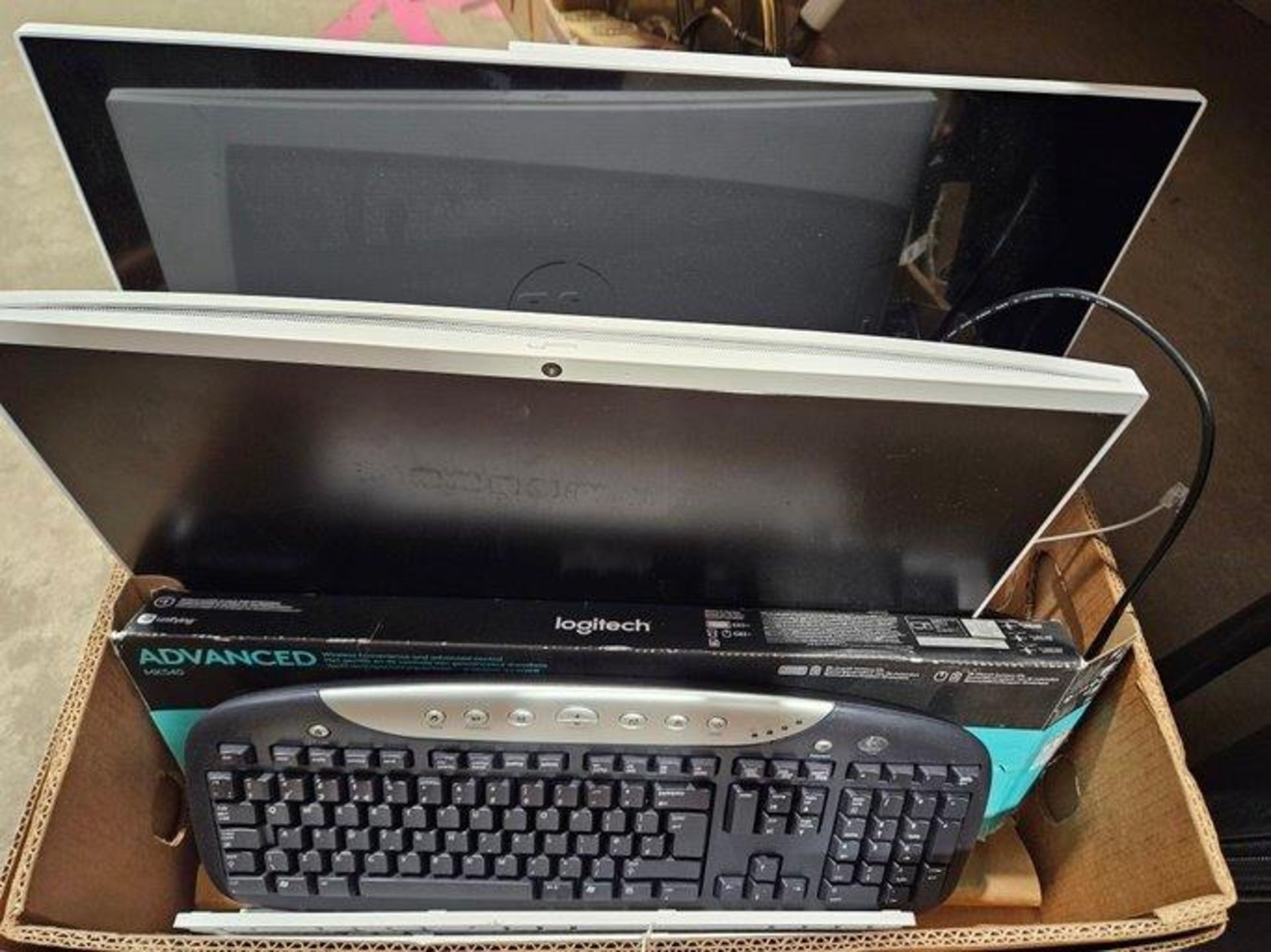 2 Computer Screens & Keyboards