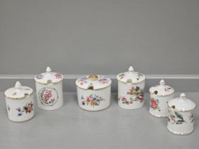 8 Assorted Minton, Crown Staffordshire, Royal Albert Lidded Pots & 2 Porcelain Children Figurine Vas