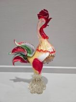 Coloured Glass Cockerel (A/F) H37cm