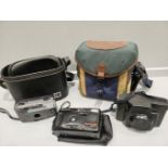 2 Canvas & Leather Camera Cases & 3 Various Cameras