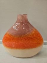 Large Orange Cream Glass Vase H31cm