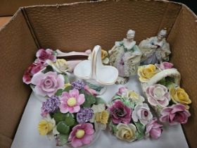 Box Including Posy Vases, Anmial Figures Etc