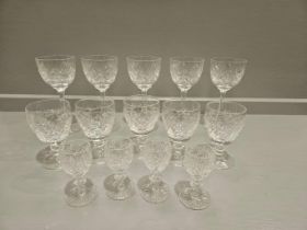 Quantity Of Assorted Cut Glass Wine Glasses, Sherry Glasses Etc