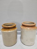 3 Cream Ware Jars (One Lidded)