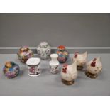 Box Including Oriental Lidded Jars, Teapot, Vases, Mugs, Egg Cups Etc