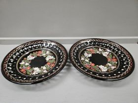 3 Hand Painted Pottery Wall Plates & 2 Others