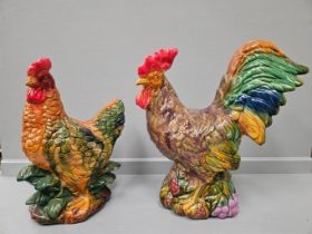 A Ceramic Cockerel & Hen