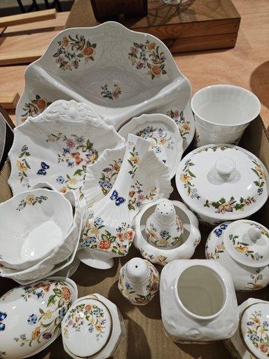 Box Including 16 Aynsley 'Cottage Garden' Dressing Table Pieces, Vases, Dishes Etc