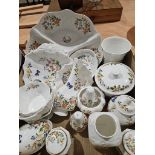 Box Including 16 Aynsley 'Cottage Garden' Dressing Table Pieces, Vases, Dishes Etc