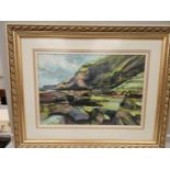 Oil Painting 'Walk At Low Tide' By Clare Money In Gilt Frame W74cm H59cm