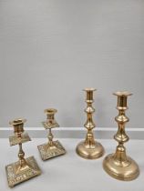 2 Pairs Of Brass Candlesticks