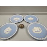 4 Blue Wedgwood Plates, Denby Bowl, Onyx Egg, Adams Sporting Scene Plate, Indian Tree Vase Etc