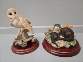 2 Border Fine Arts 'Safe Haven' MTR04 By R Ayres On Wood Base & Owl On Wood Base