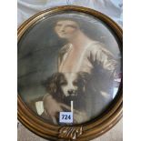 Lady Picture In Oval Gilt Bevelled Glass Frame