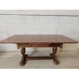 Carved Oak Draw Leaf Table H79cm L183cm W91cm