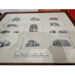 11 Small Etchings In Frame - Thomas Bewick 1753-1828 & Black & White Photograph In Frame