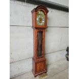 Reproduction Mahogany Brass Dial Grandfather Clock - James Stewart, Armagh H198cm