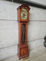 Reproduction Mahogany Brass Dial Grandfather Clock - James Stewart, Armagh H198cm