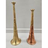 2 Brass & Copper Hunting Horns