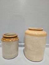 2 Cream Ware Jars