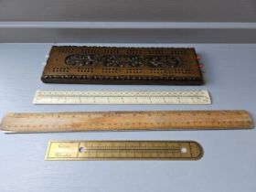 Assorted Treen Pieces, Rulers Etc