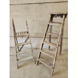 2 Early Wooden Step Ladders