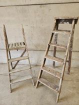 2 Early Wooden Step Ladders