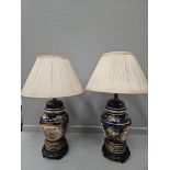 A Pair Of Oriental Table Lamps & Shades