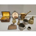 Box Including Miniature Ferndale Coal Colliery Miners Lamp, Brassware Etc