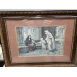 A Pair Of Victorian Religious Print 'Faith & Charity' In Mahogany Gilt Frames