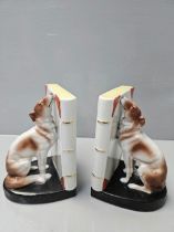 A Pair Of Greyhound Bookends H16cm (A/F)